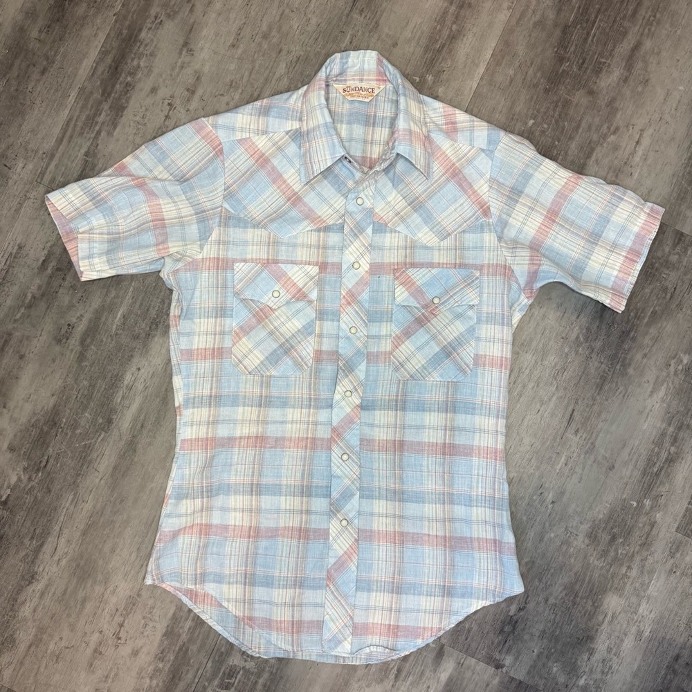 Vintage Sundance Pearl Snap Plaid Button down‎